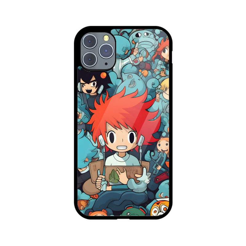 Cartoon Anime Pattern - Apple iphone Glass Phone Cases - Available for all models