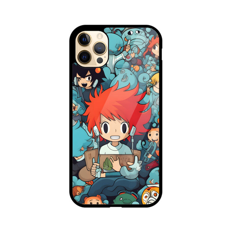 Cartoon Anime Pattern - Apple iphone Glass Phone Cases - Available for all models