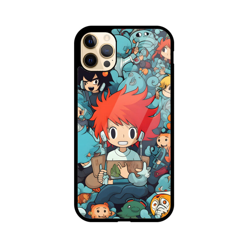 Cartoon Anime Pattern - Apple iphone Glass Phone Cases - Available for all models