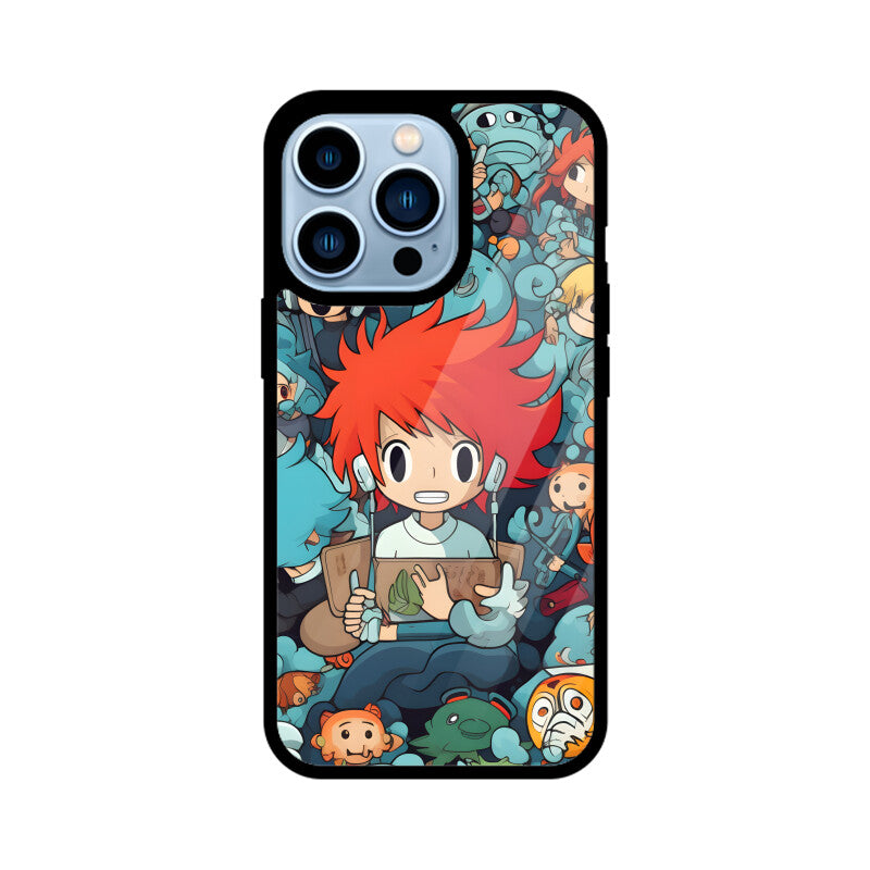 Cartoon Anime Pattern - Apple iphone Glass Phone Cases - Available for all models
