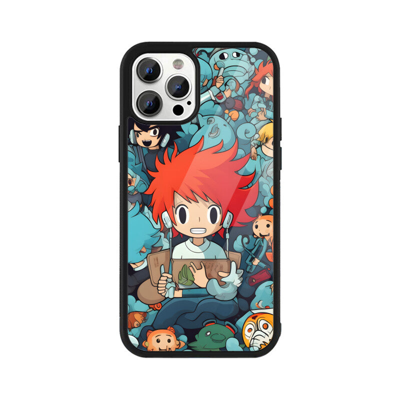 Cartoon Anime Pattern - Apple iphone Glass Phone Cases - Available for all models