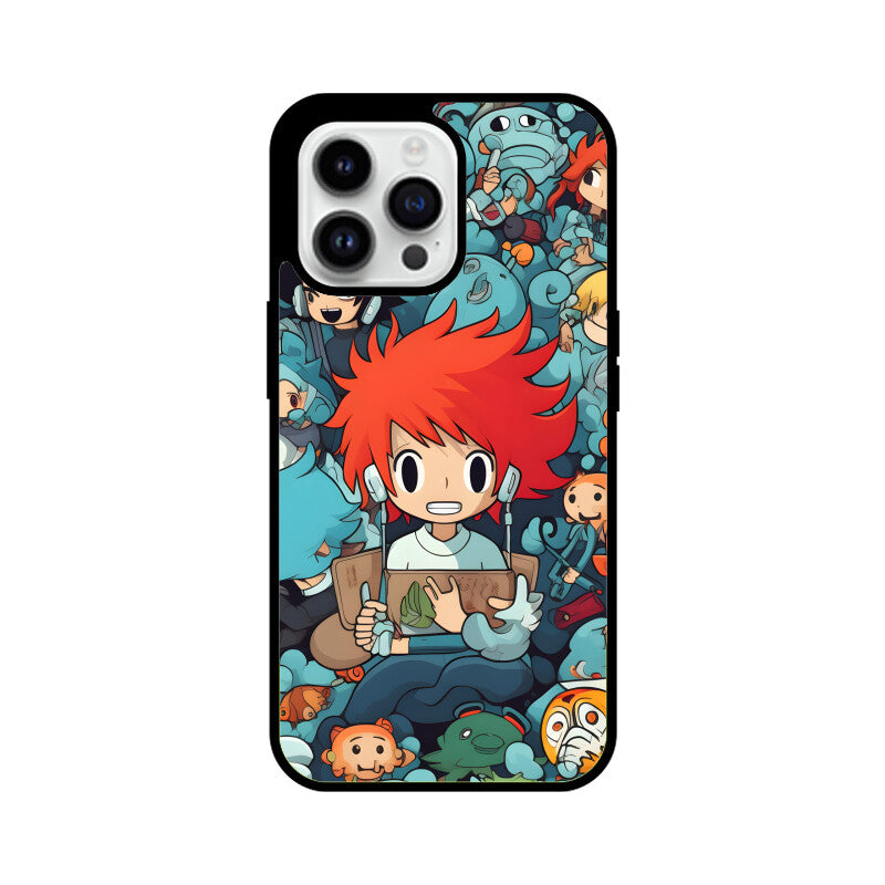 Cartoon Anime Pattern - Apple iphone Glass Phone Cases - Available for all models