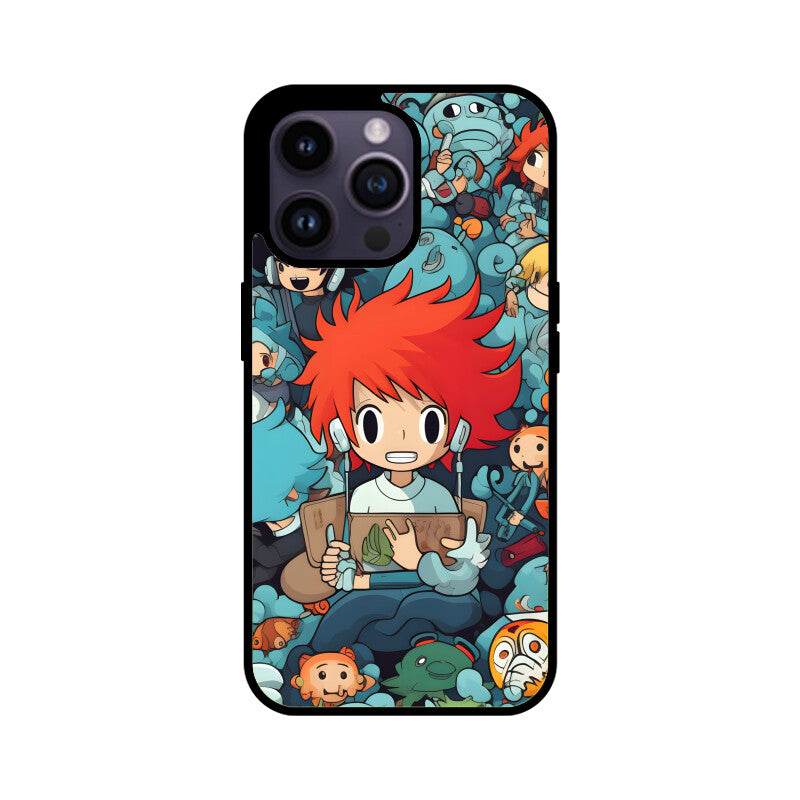 Cartoon Anime Pattern - Apple iphone Glass Phone Cases - Available for all models