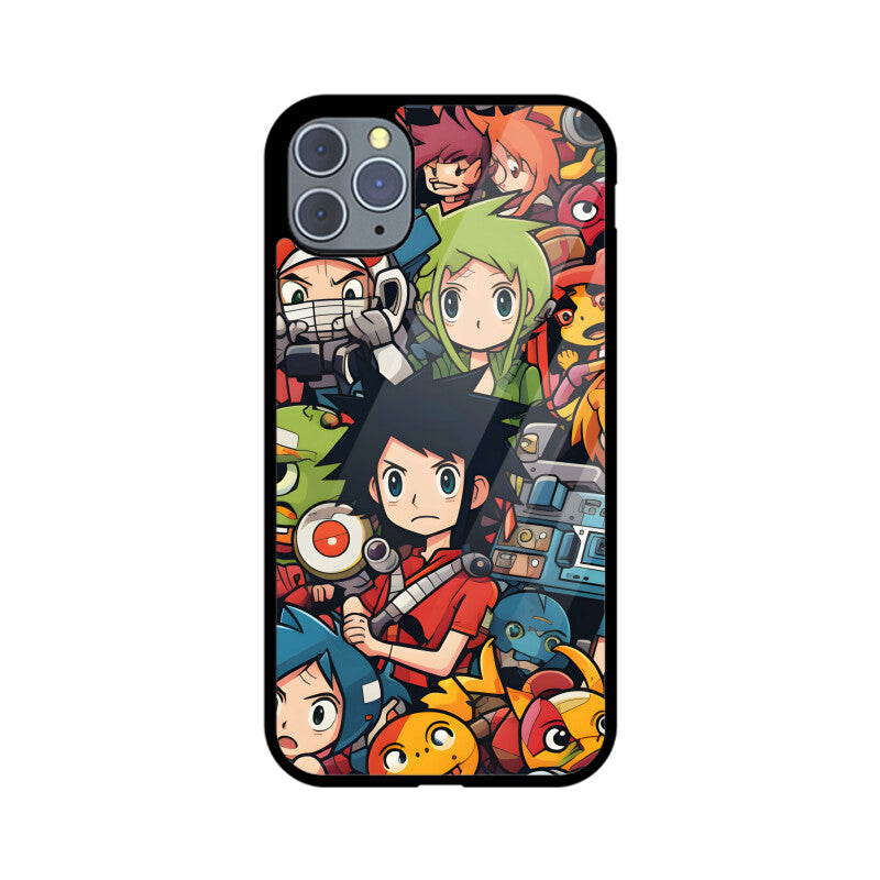 Cartoon Anime Pattern - Apple iphone Glass Phone Cases - Available for all models