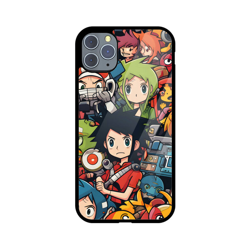 Cartoon Anime Pattern - Apple iphone Glass Phone Cases - Available for all models
