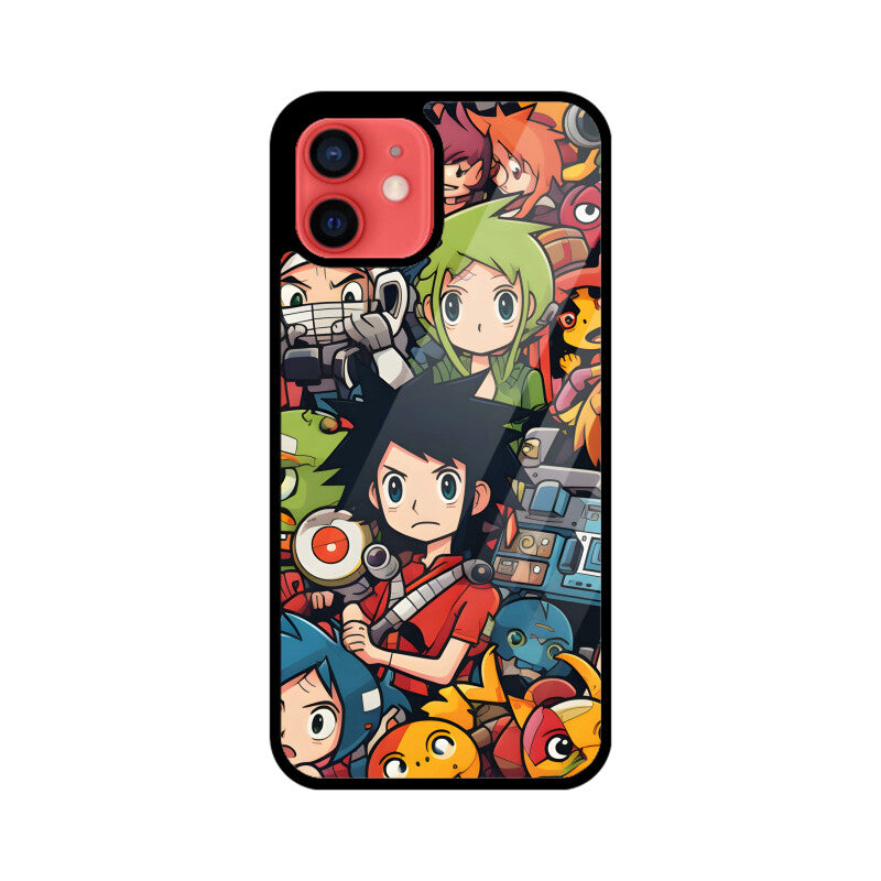 Cartoon Anime Pattern - Apple iphone Glass Phone Cases - Available for all models