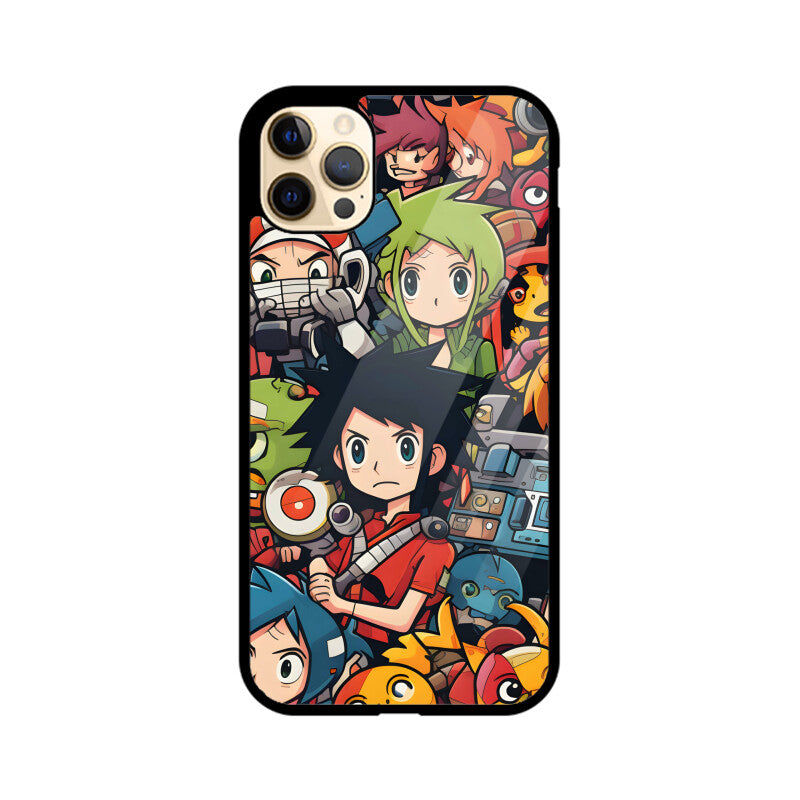Cartoon Anime Pattern - Apple iphone Glass Phone Cases - Available for all models