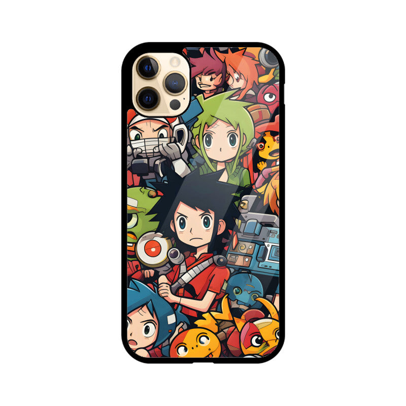 Cartoon Anime Pattern - Apple iphone Glass Phone Cases - Available for all models