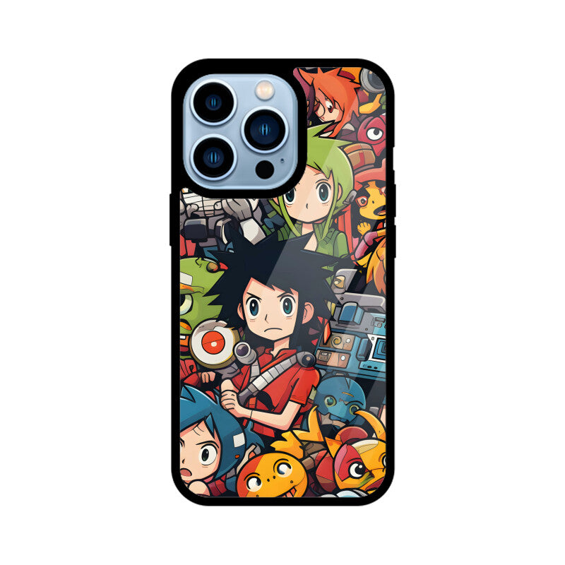 Cartoon Anime Pattern - Apple iphone Glass Phone Cases - Available for all models