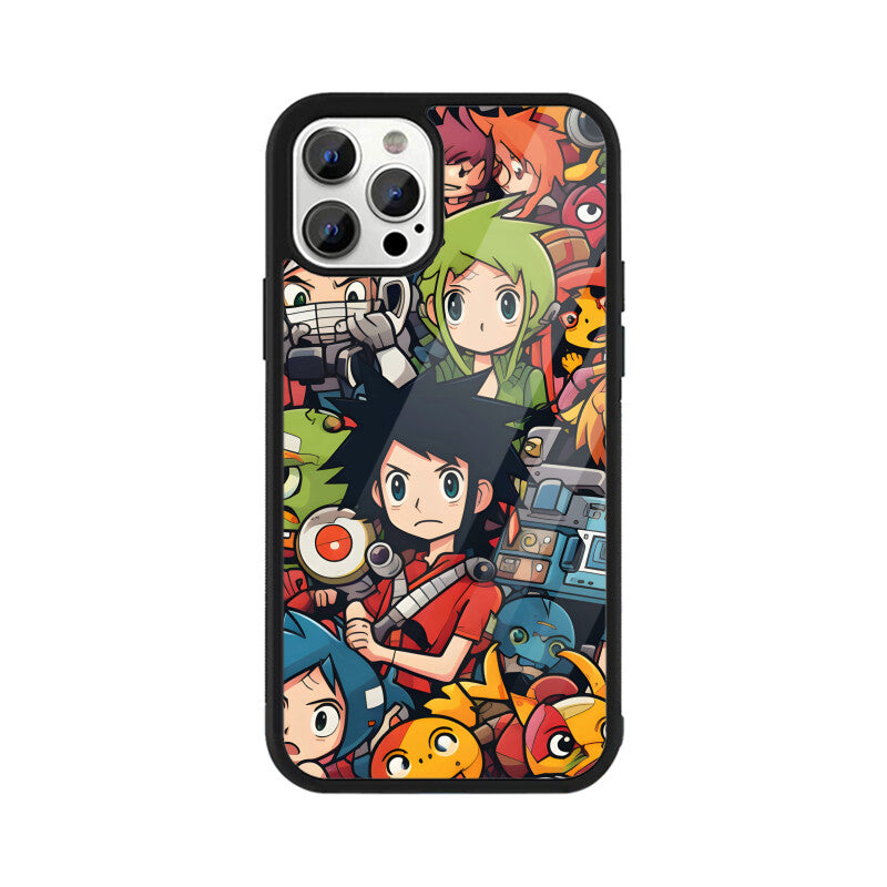 Cartoon Anime Pattern - Apple iphone Glass Phone Cases - Available for all models