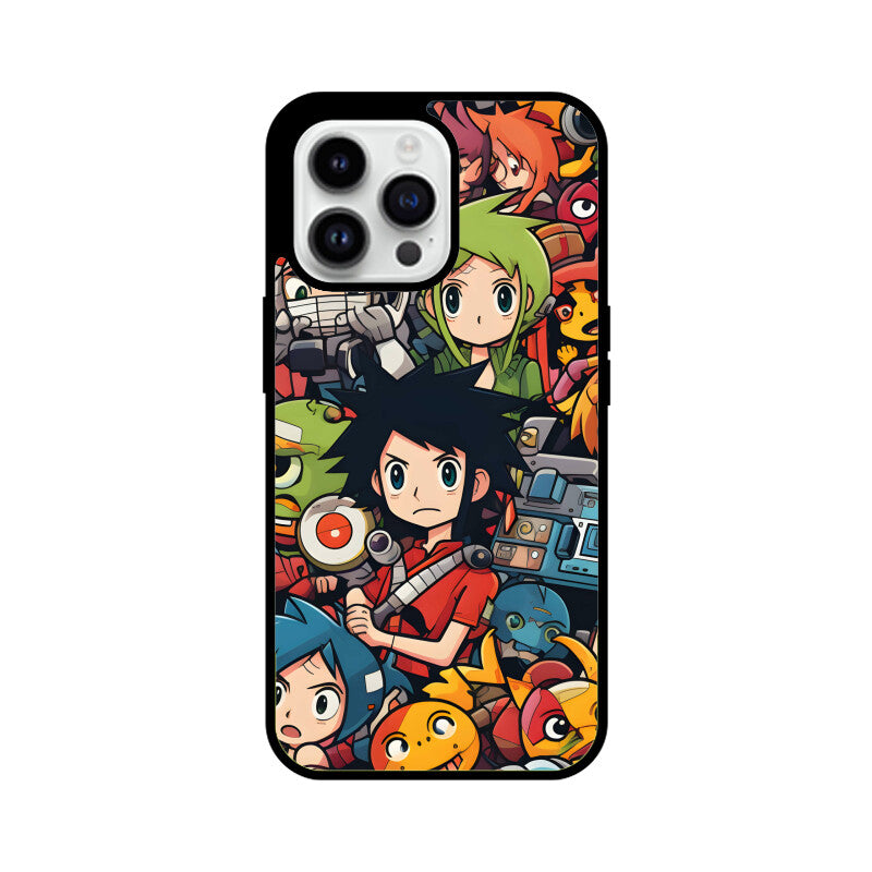 Cartoon Anime Pattern - Apple iphone Glass Phone Cases - Available for all models