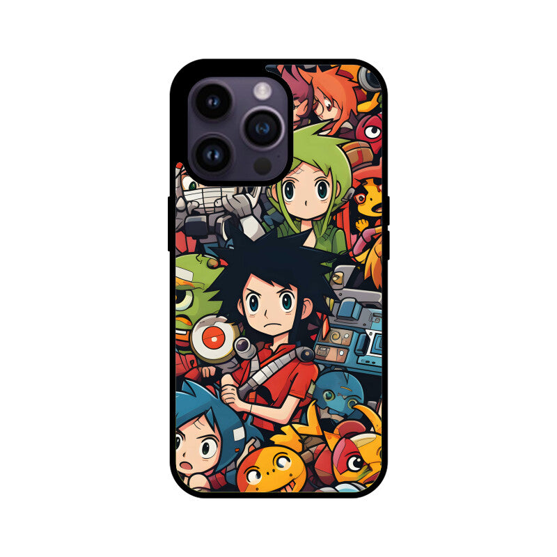 Cartoon Anime Pattern - Apple iphone Glass Phone Cases - Available for all models