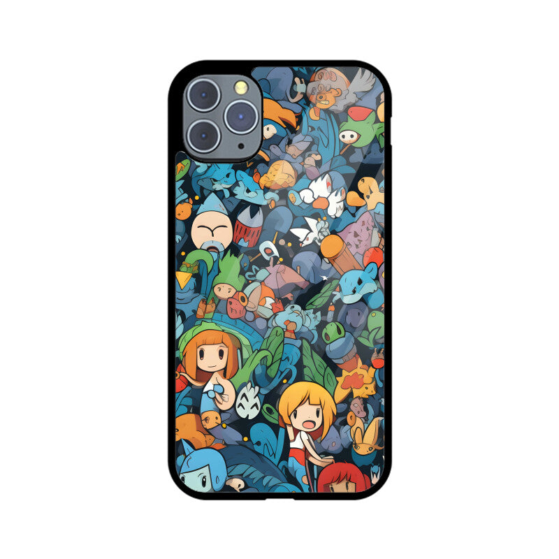 Cartoon Anime Pattern - Apple iphone Glass Phone Cases - Available for all models