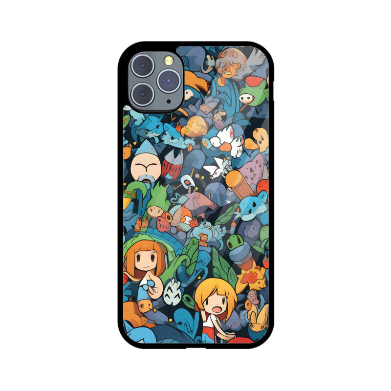 Cartoon Anime Pattern - Apple iphone Glass Phone Cases - Available for all models