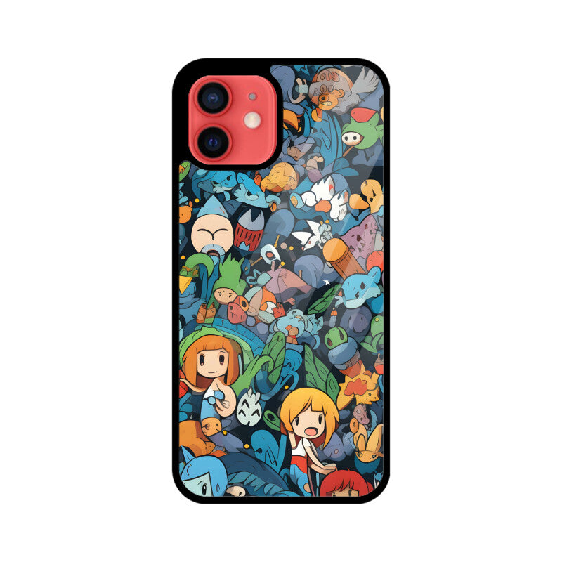 Cartoon Anime Pattern - Apple iphone Glass Phone Cases - Available for all models