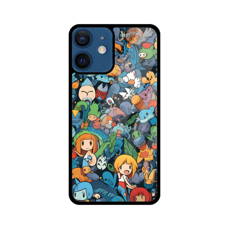 Cartoon Anime Pattern - Apple iphone Glass Phone Cases - Available for all models