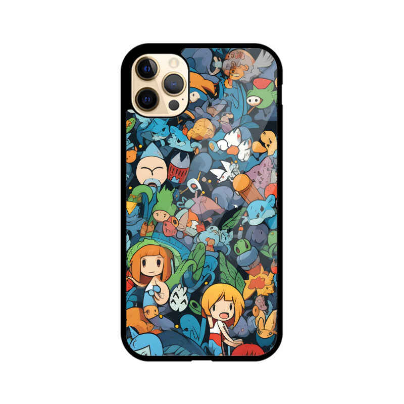 Cartoon Anime Pattern - Apple iphone Glass Phone Cases - Available for all models