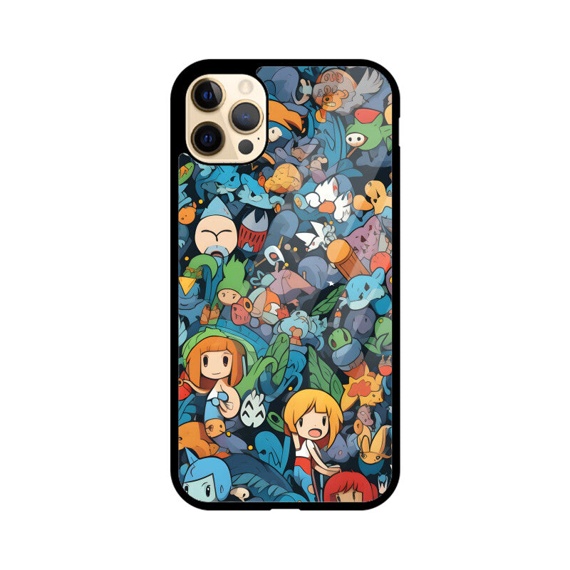 Cartoon Anime Pattern - Apple iphone Glass Phone Cases - Available for all models