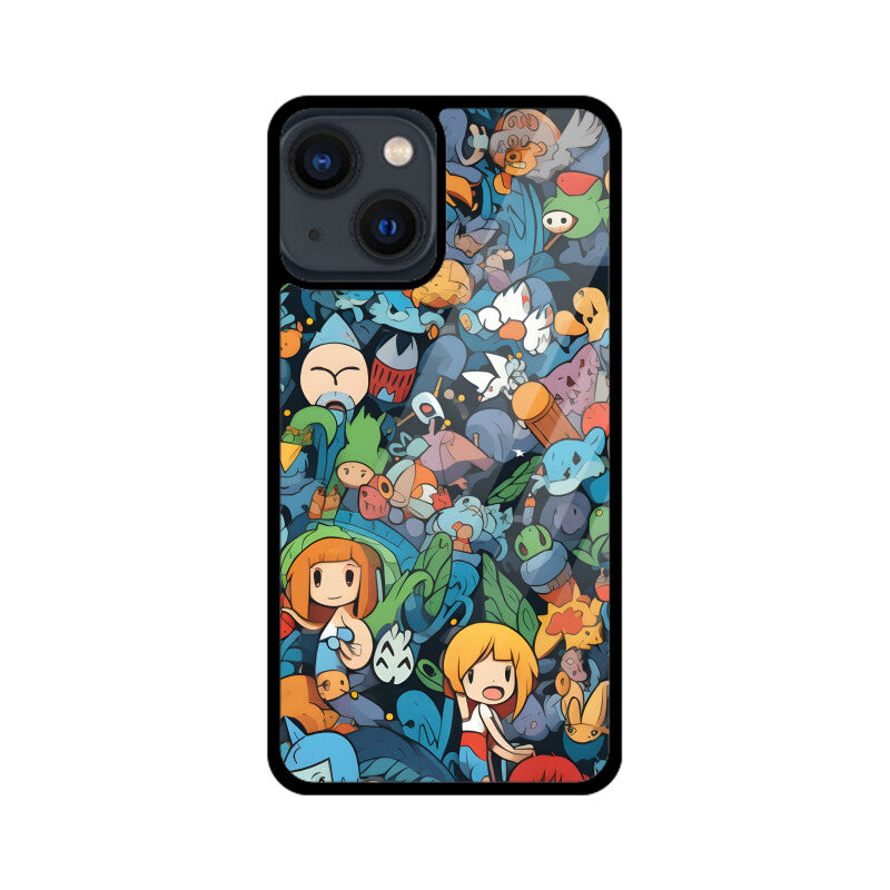 Cartoon Anime Pattern - Apple iphone Glass Phone Cases - Available for all models