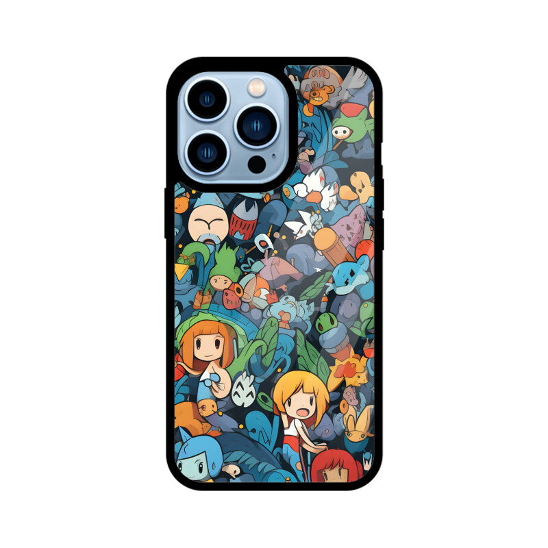Cartoon Anime Pattern - Apple iphone Glass Phone Cases - Available for all models
