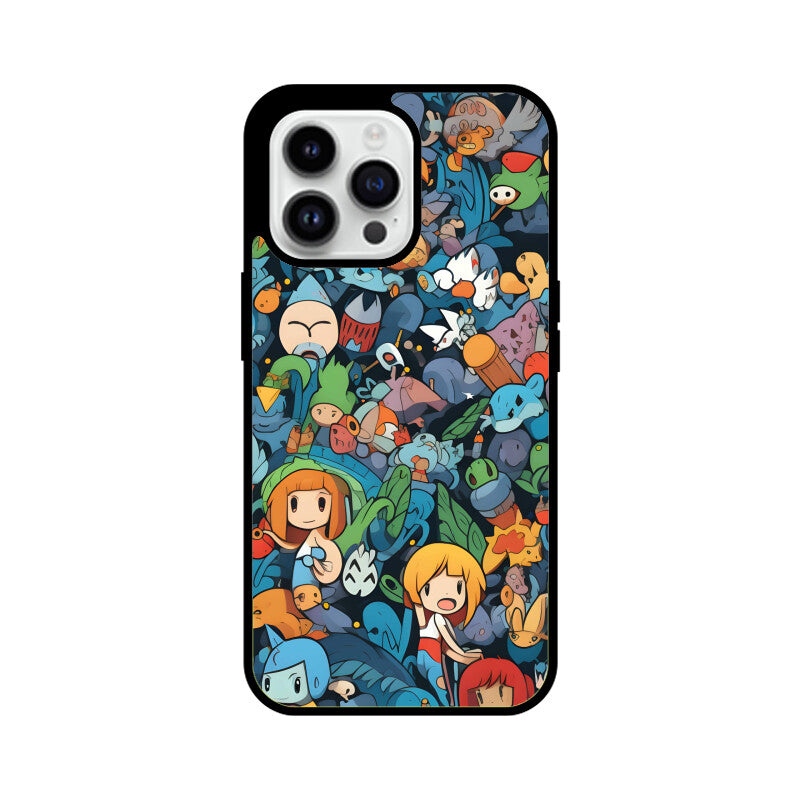Cartoon Anime Pattern - Apple iphone Glass Phone Cases - Available for all models