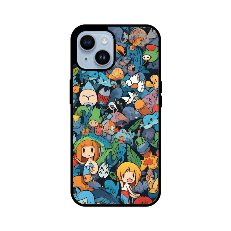 Cartoon Anime Pattern - Apple iphone Glass Phone Cases - Available for all models
