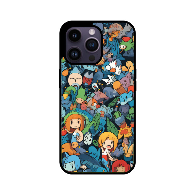 Cartoon Anime Pattern - Apple iphone Glass Phone Cases - Available for all models