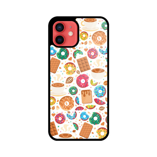Apple iphone Glass Phone Cases - Available for all Models - Sweet Chocolate Donut pattern.