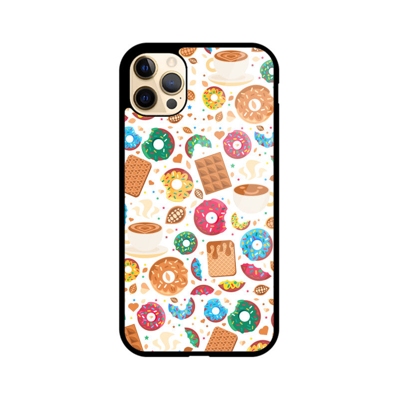 Apple iphone Glass Phone Cases - Available for all Models - Sweet Chocolate Donut pattern.