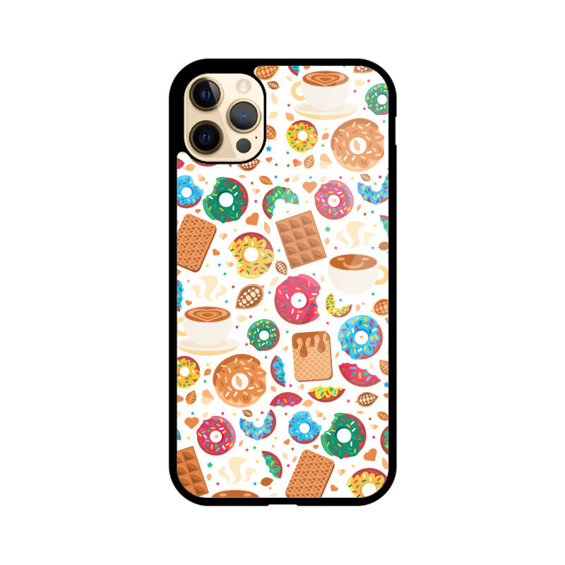 Apple iphone Glass Phone Cases - Available for all Models - Sweet Chocolate Donut pattern.