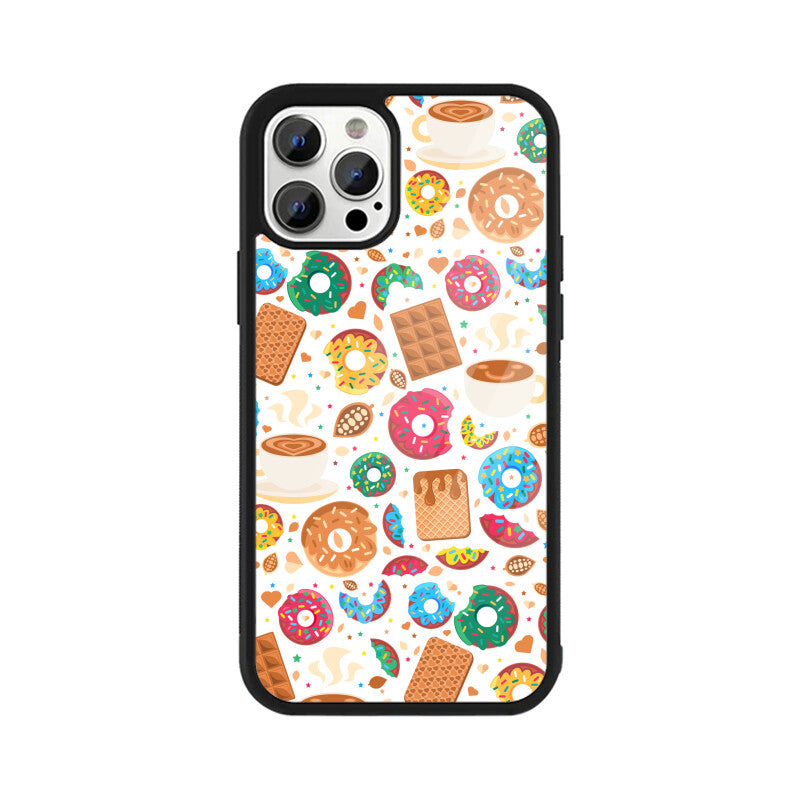 Apple iphone Glass Phone Cases - Available for all Models - Sweet Chocolate Donut pattern.