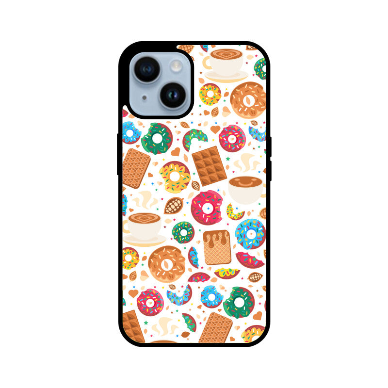 Apple iphone Glass Phone Cases - Available for all Models - Sweet Chocolate Donut pattern.