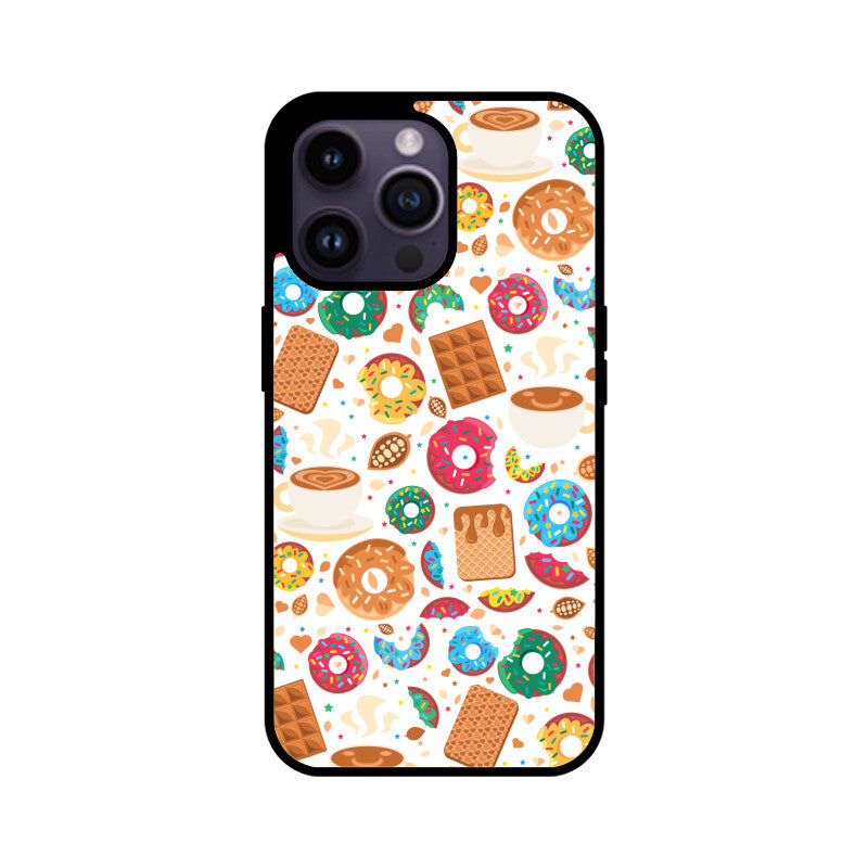 Apple iphone Glass Phone Cases - Available for all Models - Sweet Chocolate Donut pattern.