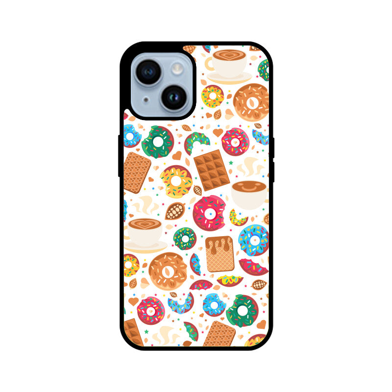 Apple iphone Glass Phone Cases - Available for all Models - Sweet Chocolate Donut pattern.