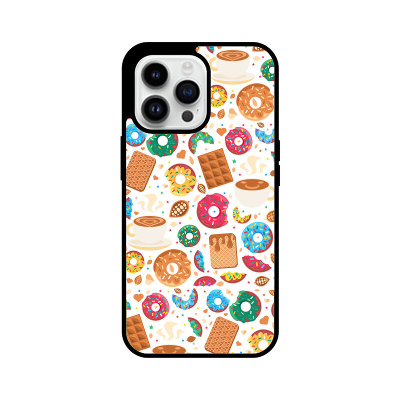 Apple iphone Glass Phone Cases - Available for all Models - Sweet Chocolate Donut pattern.