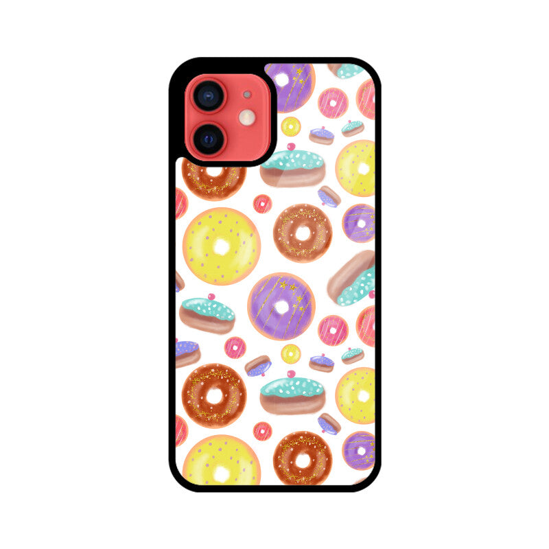 Apple iPhone Glass Phone Cases - Available for all models - Donut pattern