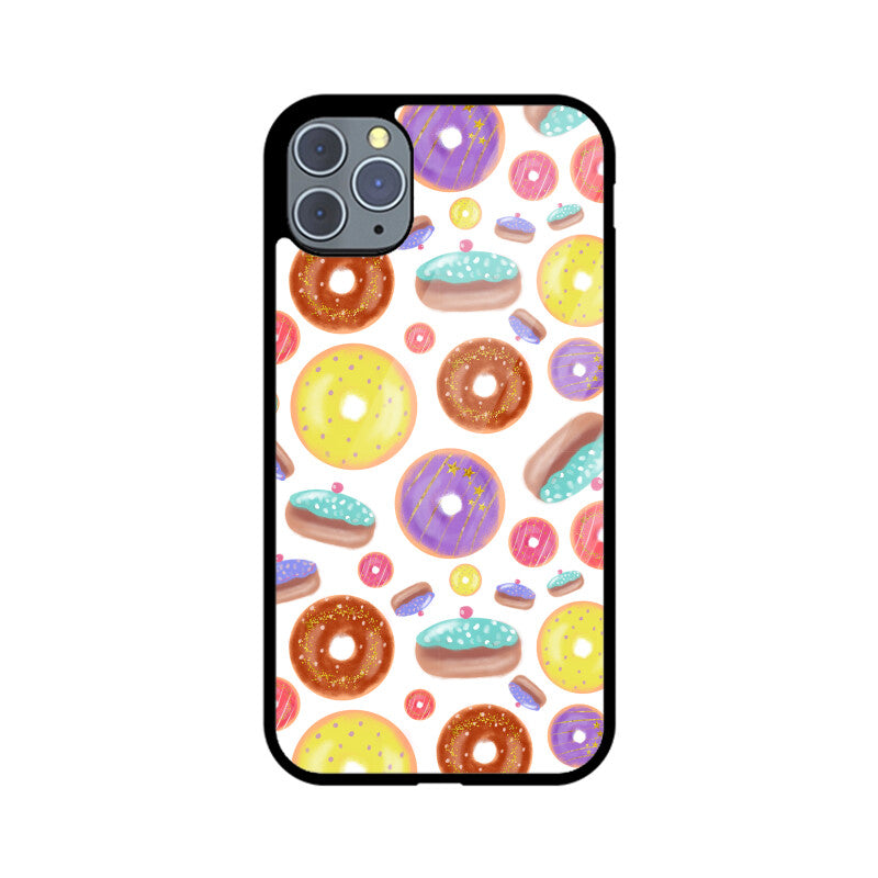 Apple iPhone Glass Phone Cases - Available for all models - Donut pattern