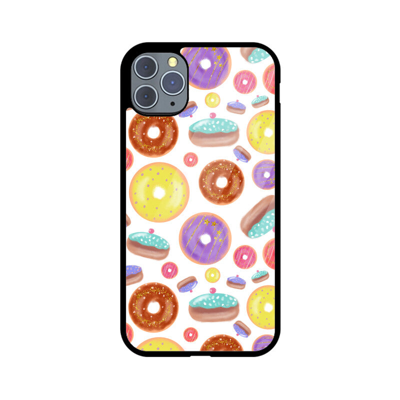 Apple iPhone Glass Phone Cases - Available for all models - Donut pattern