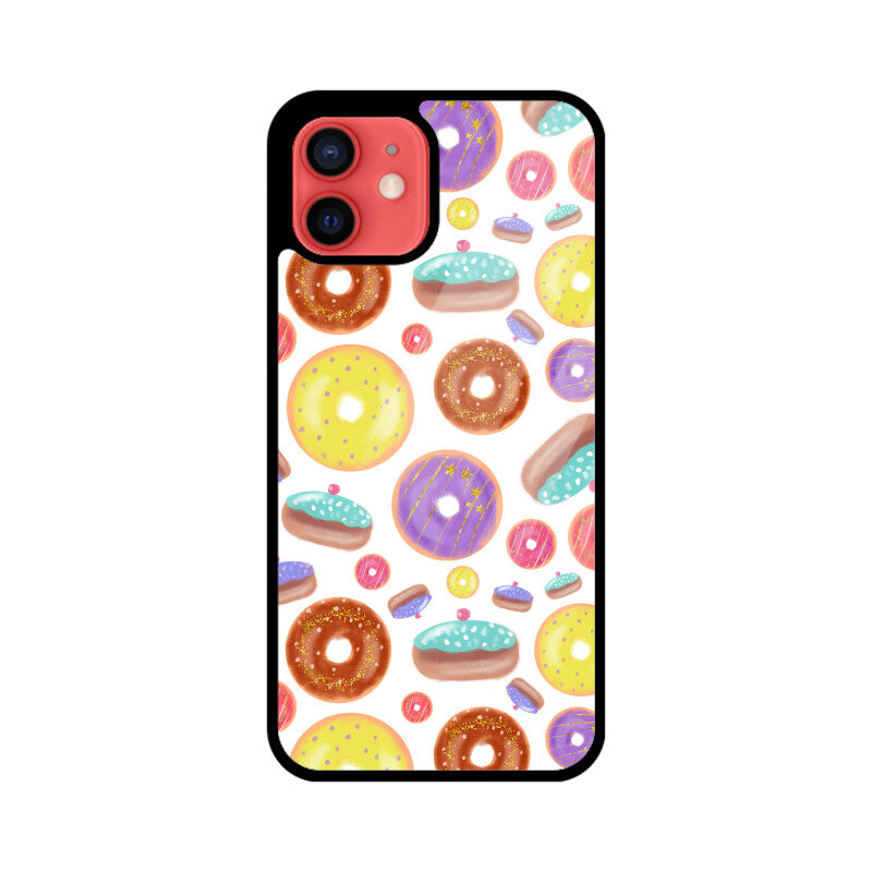 Apple iPhone Glass Phone Cases - Available for all models - Donut pattern