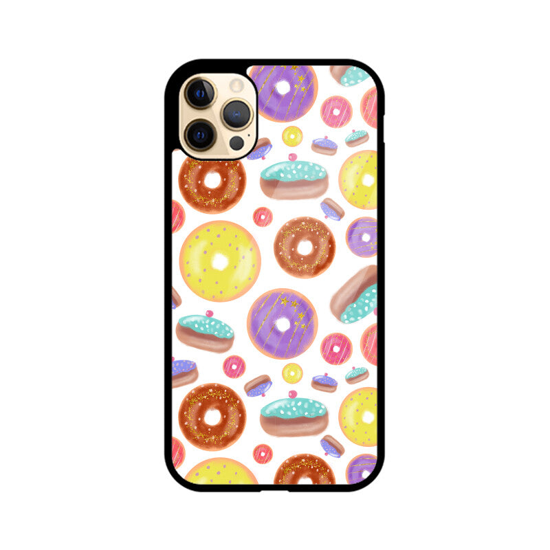 Apple iPhone Glass Phone Cases - Available for all models - Donut pattern