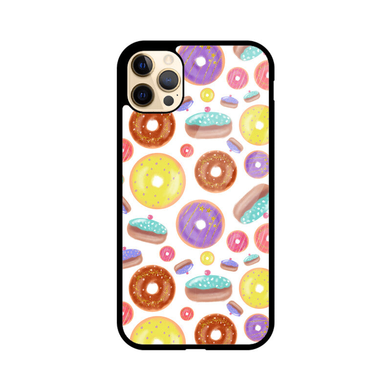 Apple iPhone Glass Phone Cases - Available for all models - Donut pattern