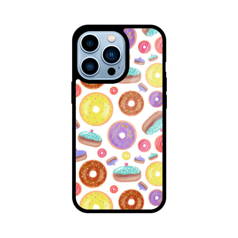 Apple iPhone Glass Phone Cases - Available for all models - Donut pattern