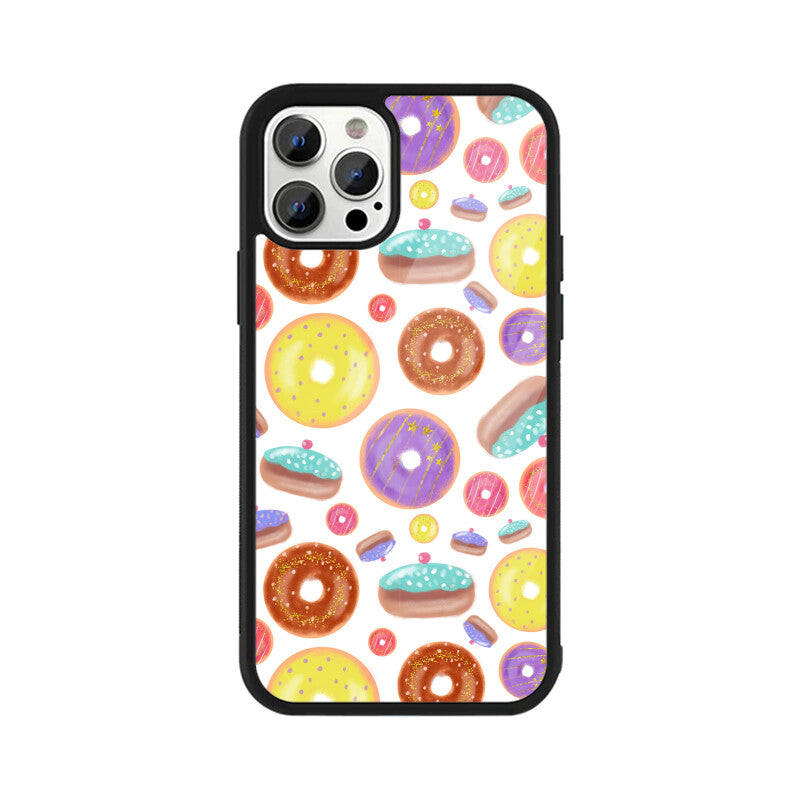Apple iPhone Glass Phone Cases - Available for all models - Donut pattern