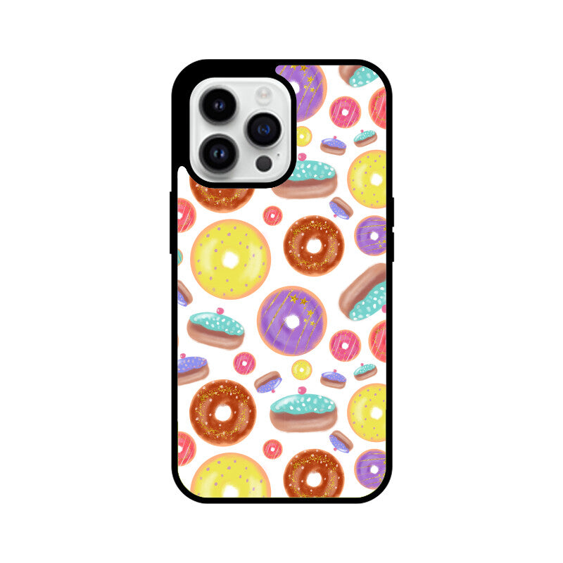 Apple iPhone Glass Phone Cases - Available for all models - Donut pattern