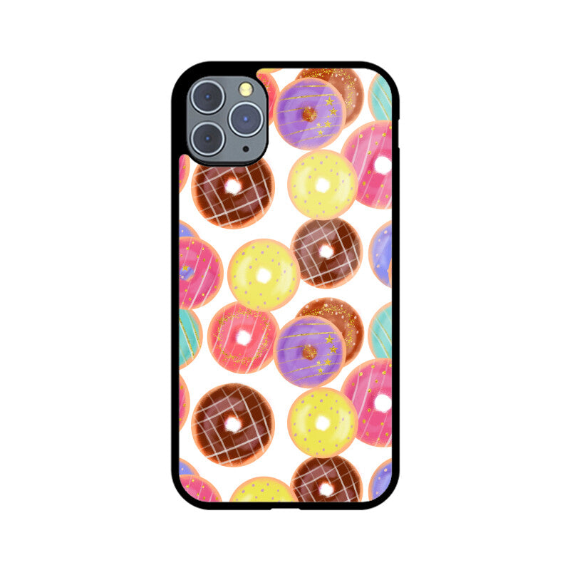 Apple iPhone Glass Phone Cases - Available for all models - Donut pattern