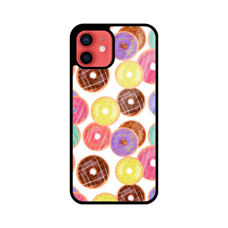 Apple iPhone Glass Phone Cases - Available for all models - Donut pattern