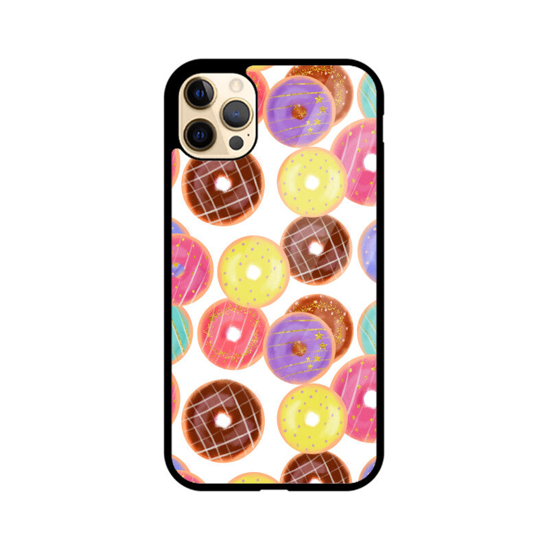 Apple iPhone Glass Phone Cases - Available for all models - Donut pattern