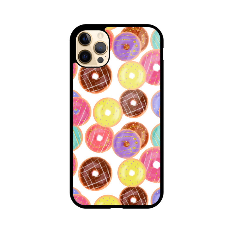 Apple iPhone Glass Phone Cases - Available for all models - Donut pattern
