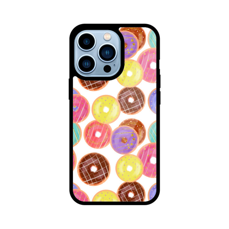 Apple iPhone Glass Phone Cases - Available for all models - Donut pattern