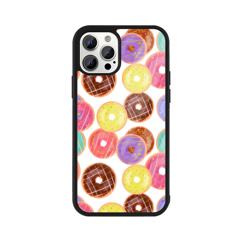 Apple iPhone Glass Phone Cases - Available for all models - Donut pattern